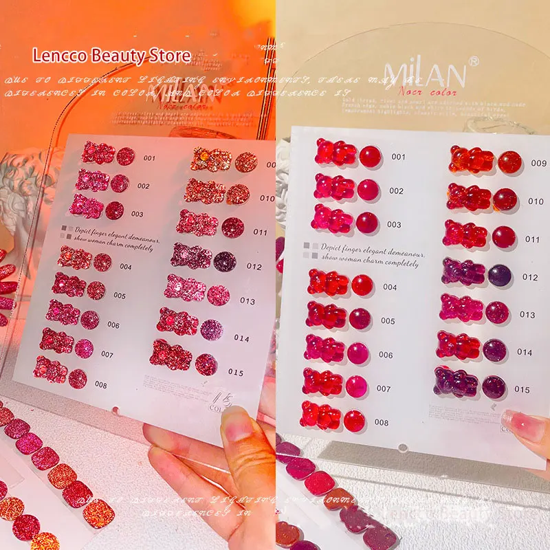 Lencco 15 Colors Red Flash Broken Diamond Gel Nail Polish Set Glitter UV LED Soak Off Gel Varnish Reflective Shiny Gel Lacquer