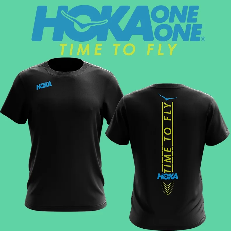 

HOKA ONE TIME TO FLY OUTDOOR VER.2 RUNNING T SHIRT Men American Hip Hop Short Sleeve Women Crew Neck Trendy Top Top