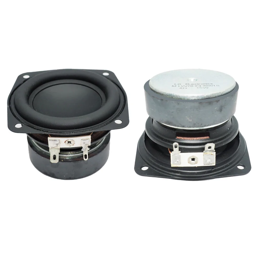 2 Pcs 3 Inch 78MM Subwoofer Speaker 4 Ohm 15W Bass Audio Square Woofer DIY Bookshelf Loudspeaker Home Theater Sound Music