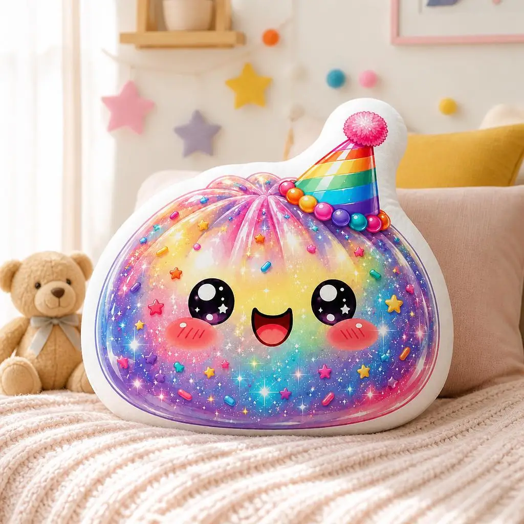 Birthday Party Hat Kawaii Dumpling Rainbow Galaxy Plush Pillow Cushion Funny Stuffed Throw Pillow Home Decor Gift Sofa Bed