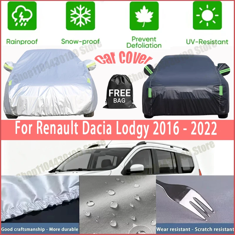

For Renault Dacia Lodgy 2016 - 2022 Car Covers with Reflective Strip Anti Corrosion Sun Rain Snow Wind Protection Dustproof UV