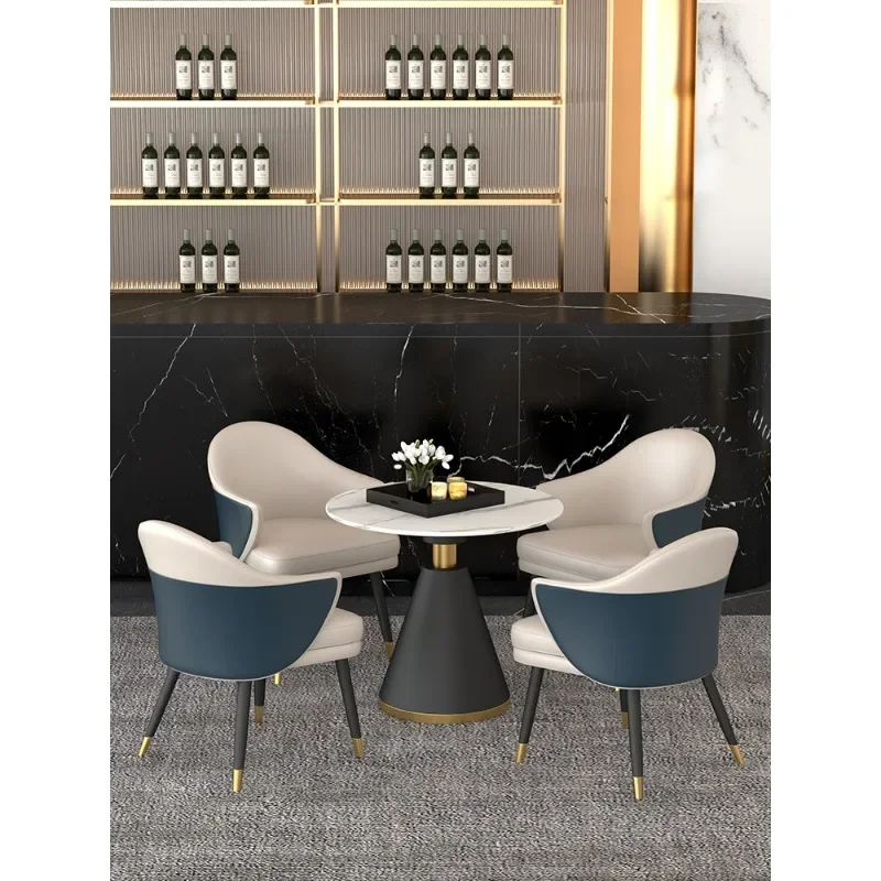 Light luxury sales office to negotiate the combination of tables and chairs, postmodern slate small round table reception