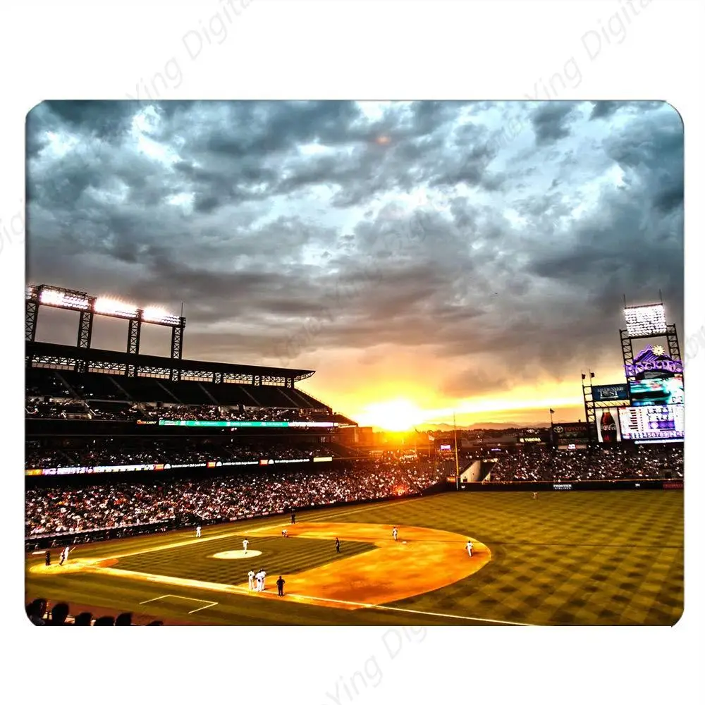 Sunset Style Baseball Field Printed Gaming Mouse Pad Computer Desk Laptop Office Mouse Pad 25 * 30cm Anti Slip Rubber