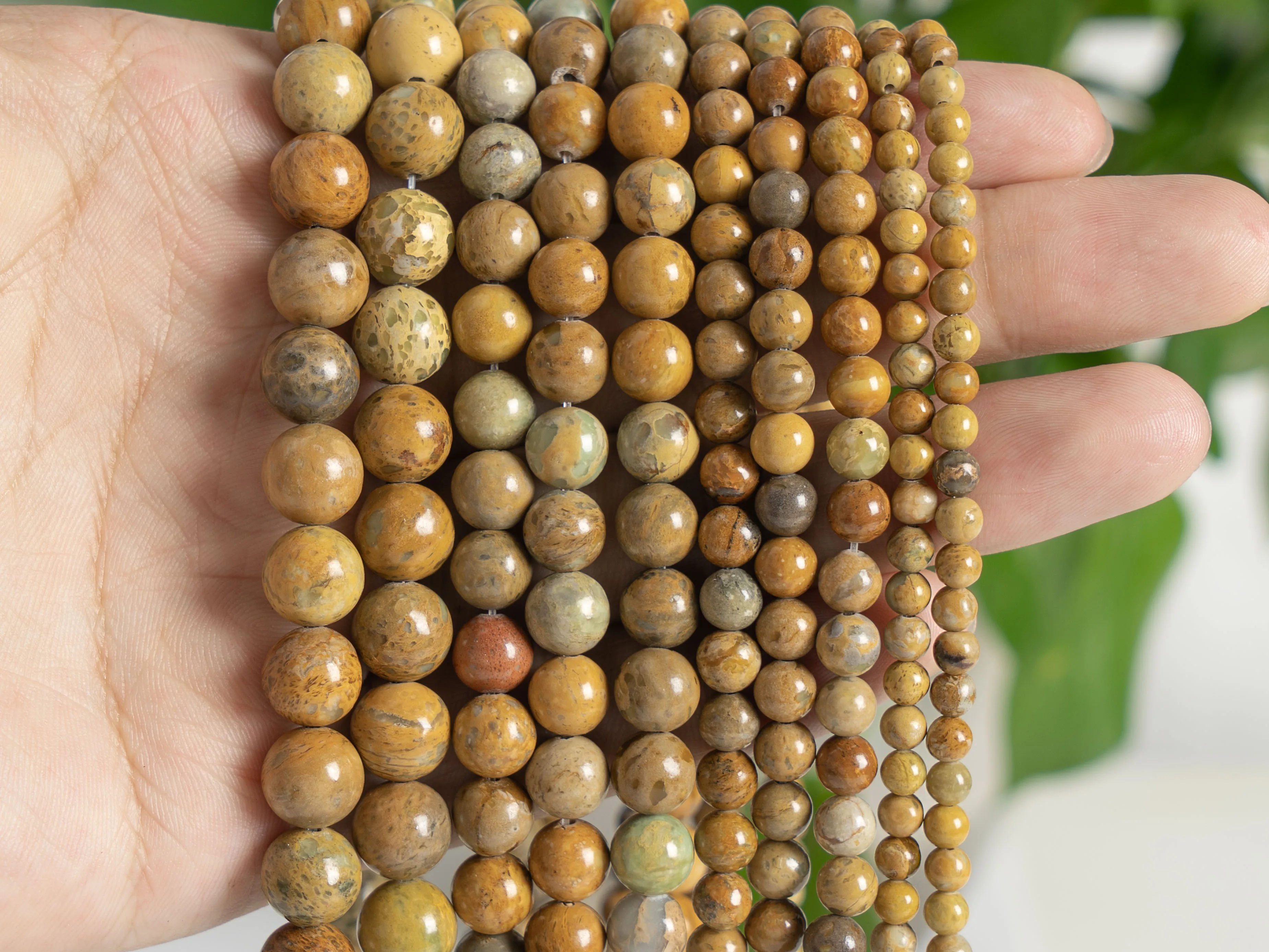 Genuine Natural Yellow Brown Bumblebee Jasper Beads Grade AAA Gemstone Round Loose Beads 4/6/8/10mm for Jewelry Making