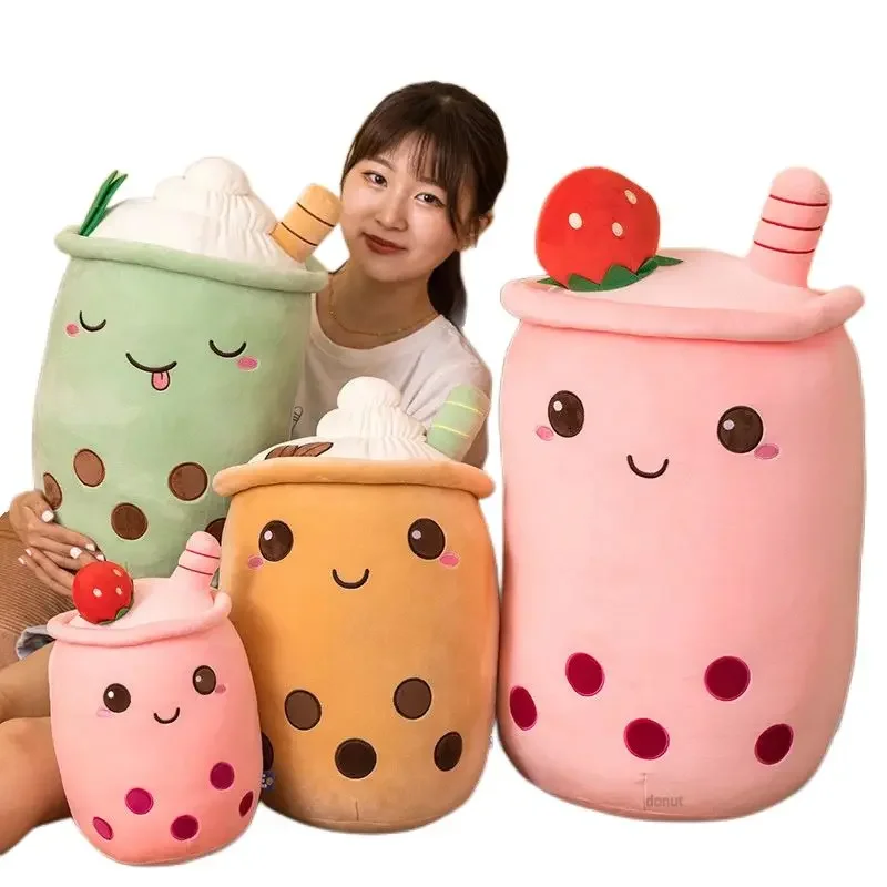 Fruit Bubble Tea Plush Toy Boba Plush Milk Plush Cup Shaped Pillow Real Life Food Stuffed Soft Peach Cushion Kid Birthday Gift