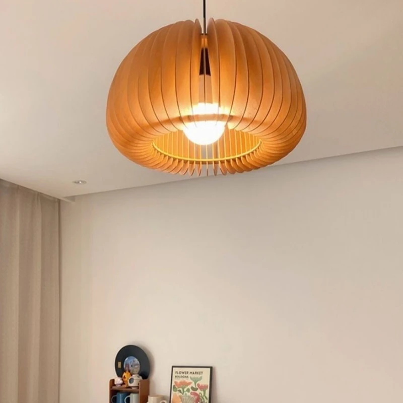 

Fine E27 Современный деревянный подвесной светильник в виде тыквы, подвесной светильник ручной работы для столовой, спальни, прикроватный натуральный светильник для домашнего декора 18, 30 см