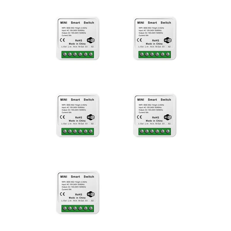 

【ОГРАНИЧЕННЫЙ СТОК】5 шт. Tuya 16A MINI Wi-Fi выключатель DIY, 1-канальный, с дистанционным управлением, таймером и реле для автоматизации умного дома Smart Life