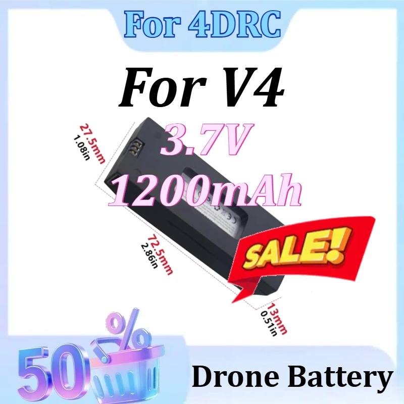 

Newly Upgraded 3.7V 1200mAh Drone Battery For 4DRC V4 RC Quadcopter Accessory Parts Powerful Replacement Batteries
