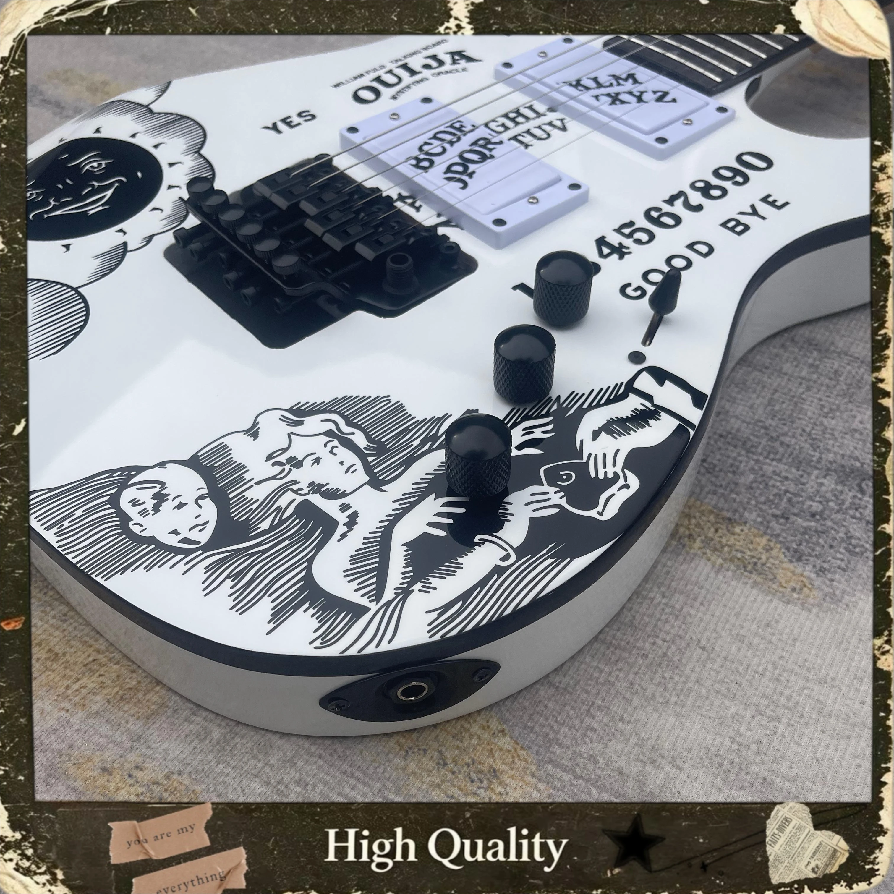 White Mystic Print Double Humbucker STQ Style Electric Guitar Alder Body Rosewood Fingerboard Heavy Metal Rock Stage Guitar