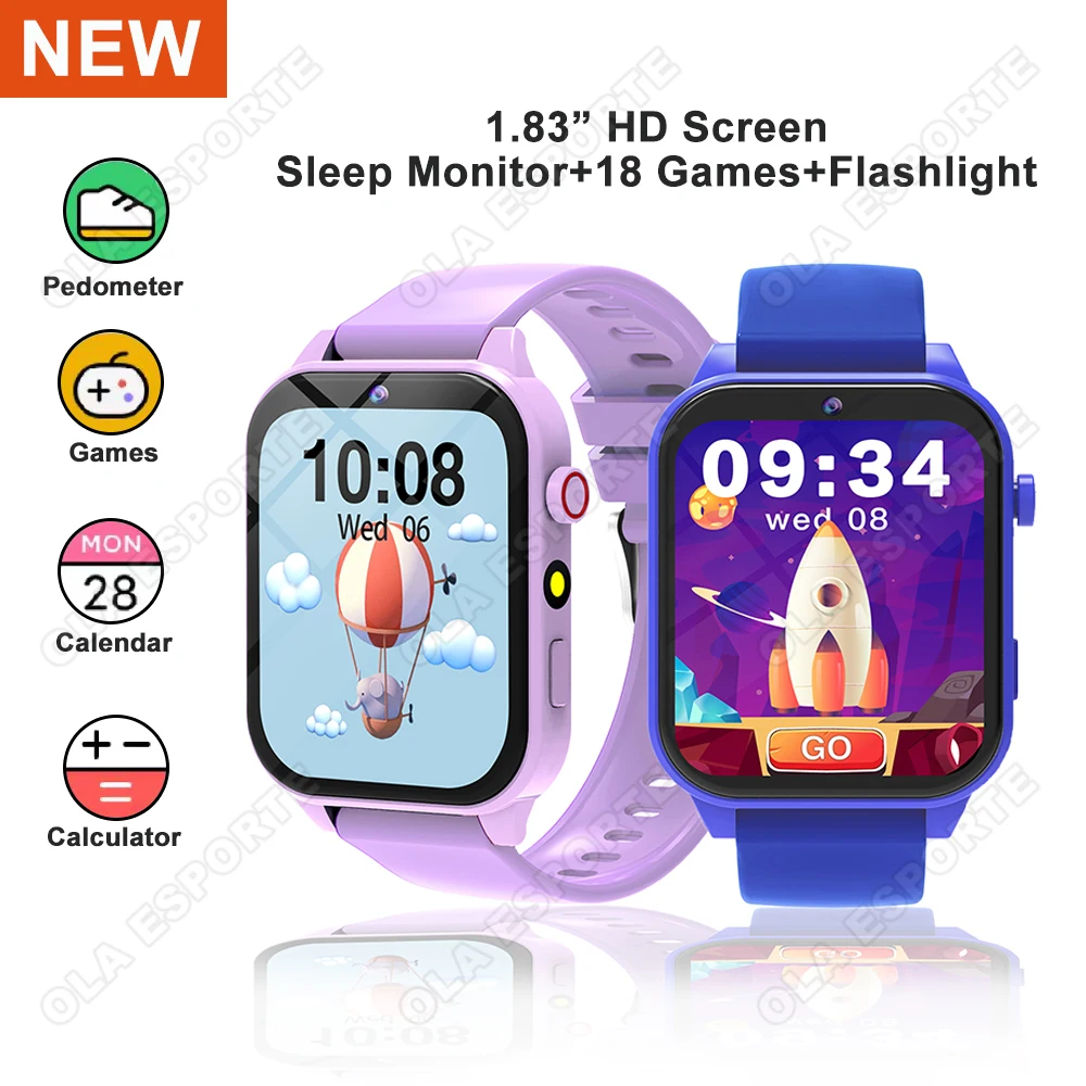 

Kids Smart Watch 1.83 Inch Display 18 Games Sleep Monitor Camera Alarm Clock Smartwatch Children Smartwatch Kids Boys Girls Gift
