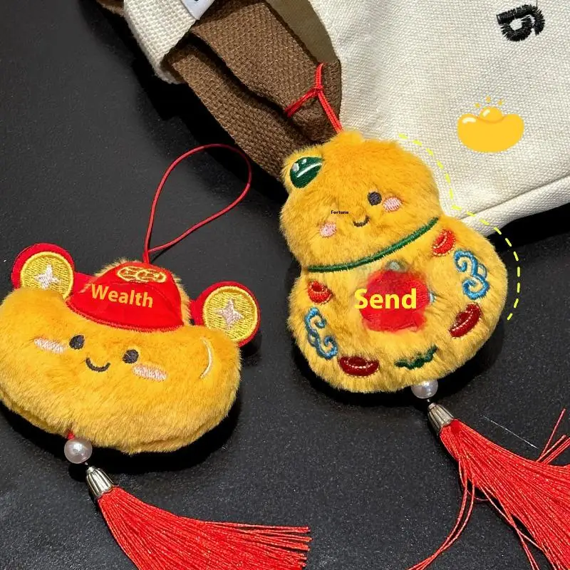 Cute Cartoon New Year's Plush Decoration Pendant Keychain Kawaii Pony New Year Decoration Stuffed Doll Toys Backpack Pendant