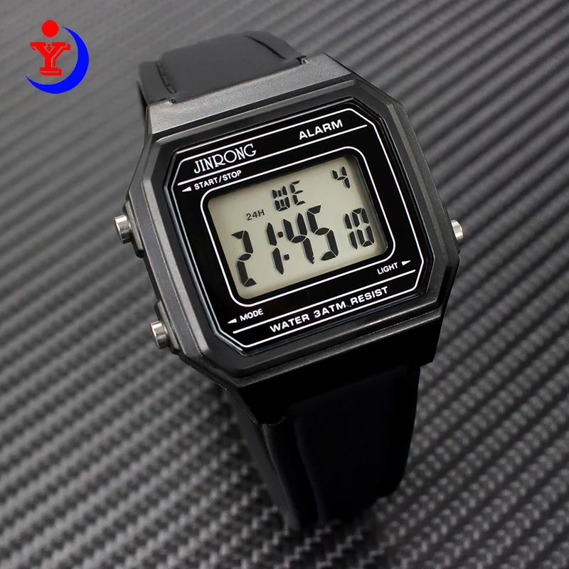 Student Sports Electronic Watch Classic Vintage Square Men's Multi-functional Watch Valentine's Day Gift