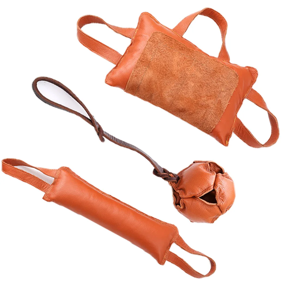 Dog Training Cowhide Bite Stick Bite Pillow To Vent Leather Ball Shepherd Dog Cowhide Ball Training Suppliestearing Ball Pet Toy