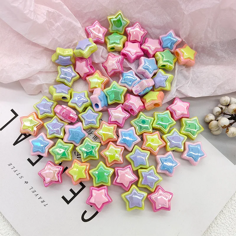 10 teile/los 18mm mehrfarbige UV-Farbe Stern Acryl Spacer Perlen für Schmuck machen Perlen Schmuck DIY handgemachte Schlüssel anhänger Zubehör