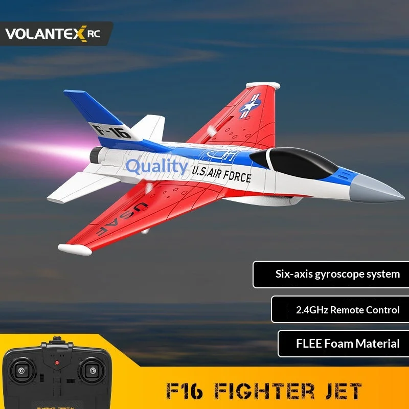 Oulans Remote Control F16 Fighter Airplane 2 Channel Fixed Wing Model Aircraft With Flight Controller Navigation Light 76204