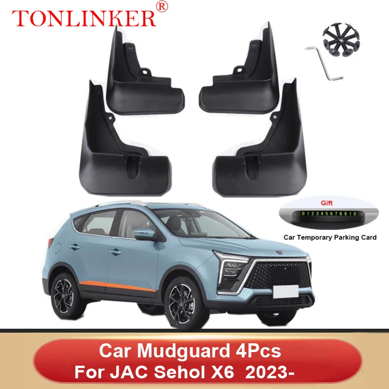 TONLINKER Car Mudguard For JAC Sehol X6 Sedan 2023- Mudguards Splash Guards Front Rear Fender Mudflaps Accessories