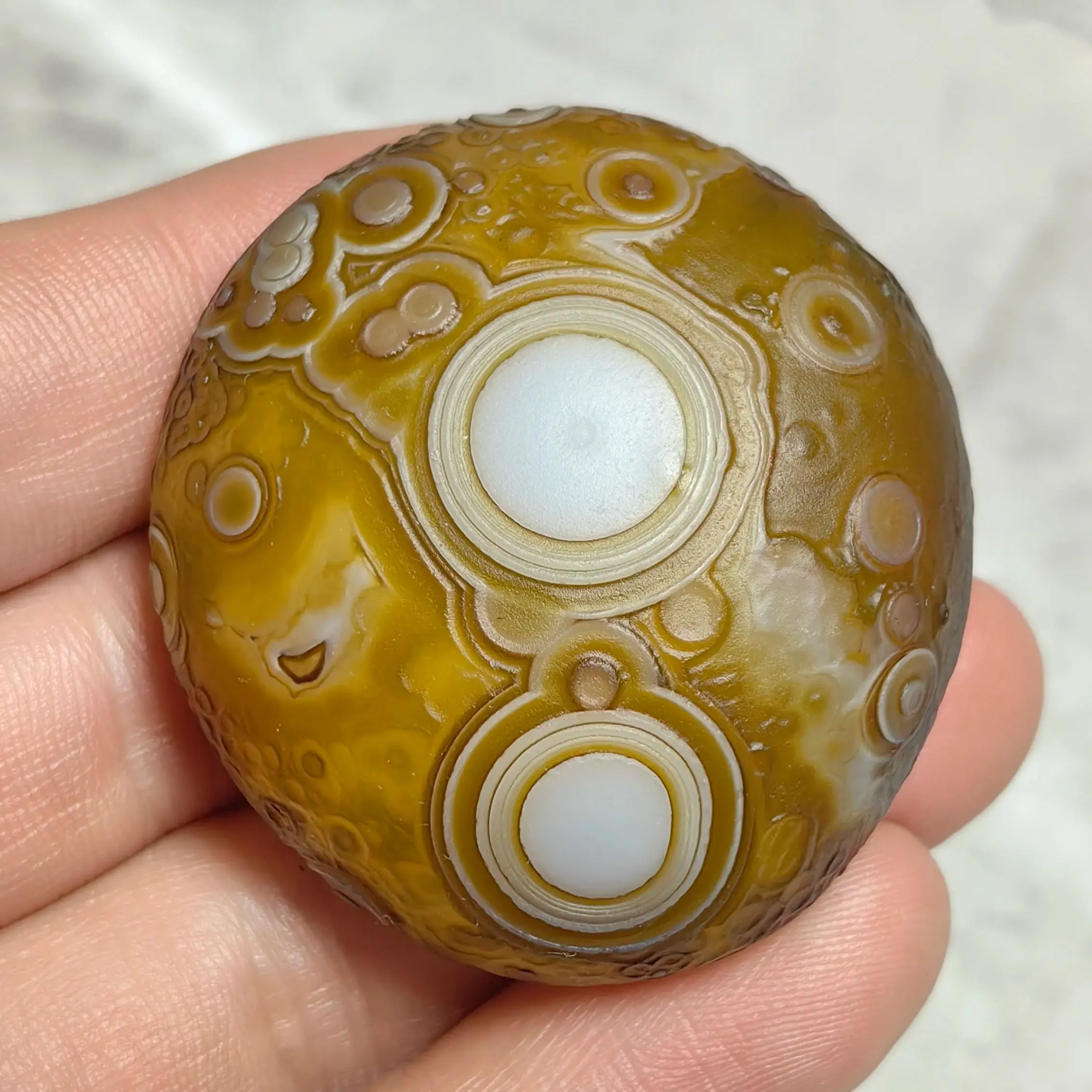 Natural Palm Stones Gobi Crystal Sardonyx Texture Eye Agate for DIY Jewelry Making Home Decor ,Wish Stone Palm Stones - view 3