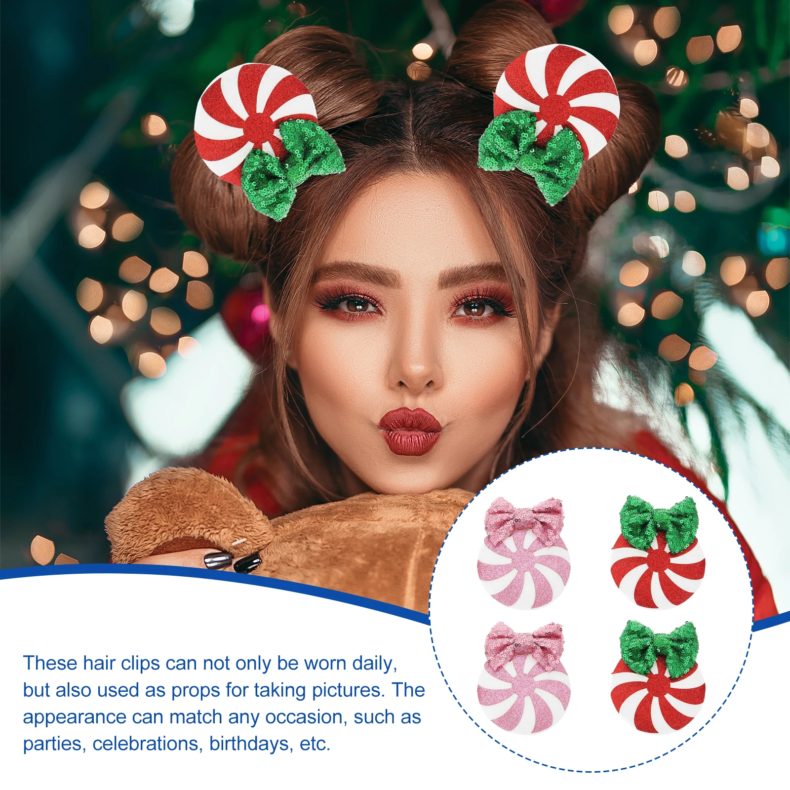 

1pcs Sequin Bowknot Hair Clips Candy Decorative Hair Accessories Multicolor Barrettes For Christmas Halloween Party