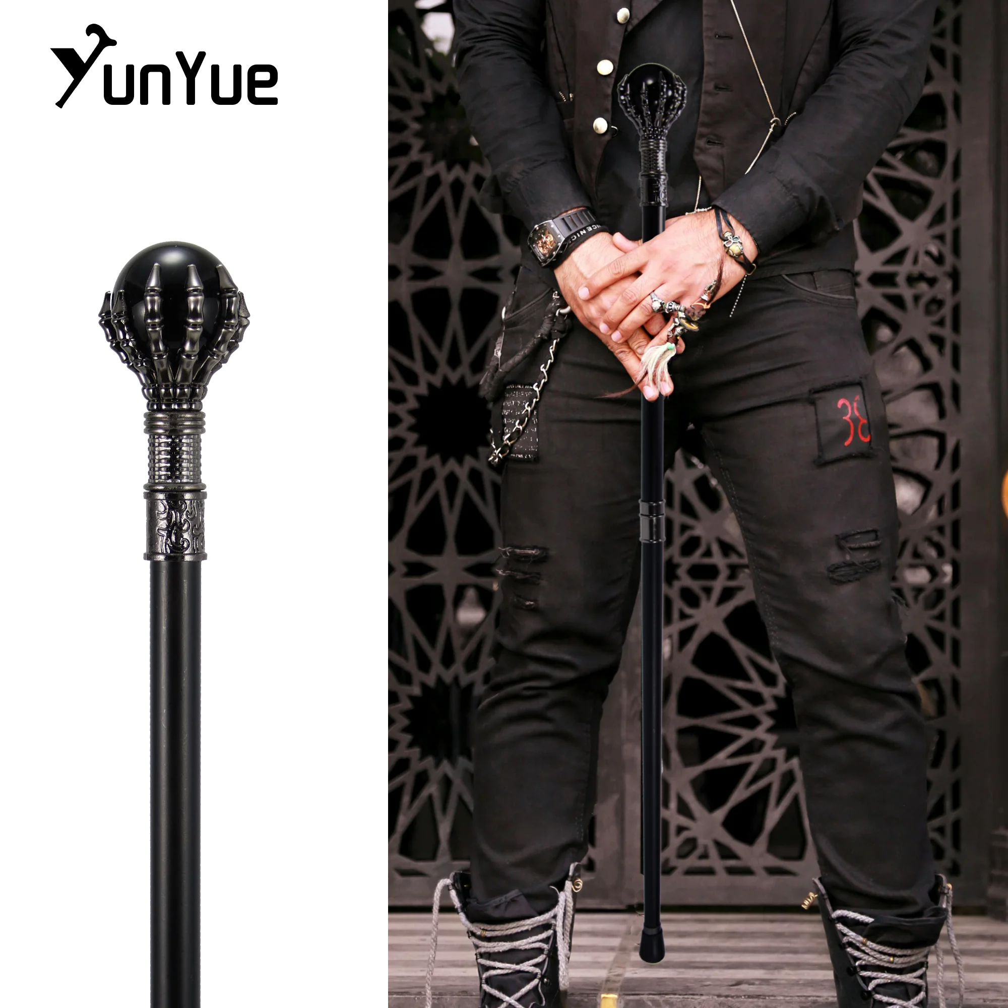 

Black Crystal Ball Steampunk Walking Cane Gentleman Fashion Walking Stick Women Party Decorative Walking Stick Crosier Knob 93cm