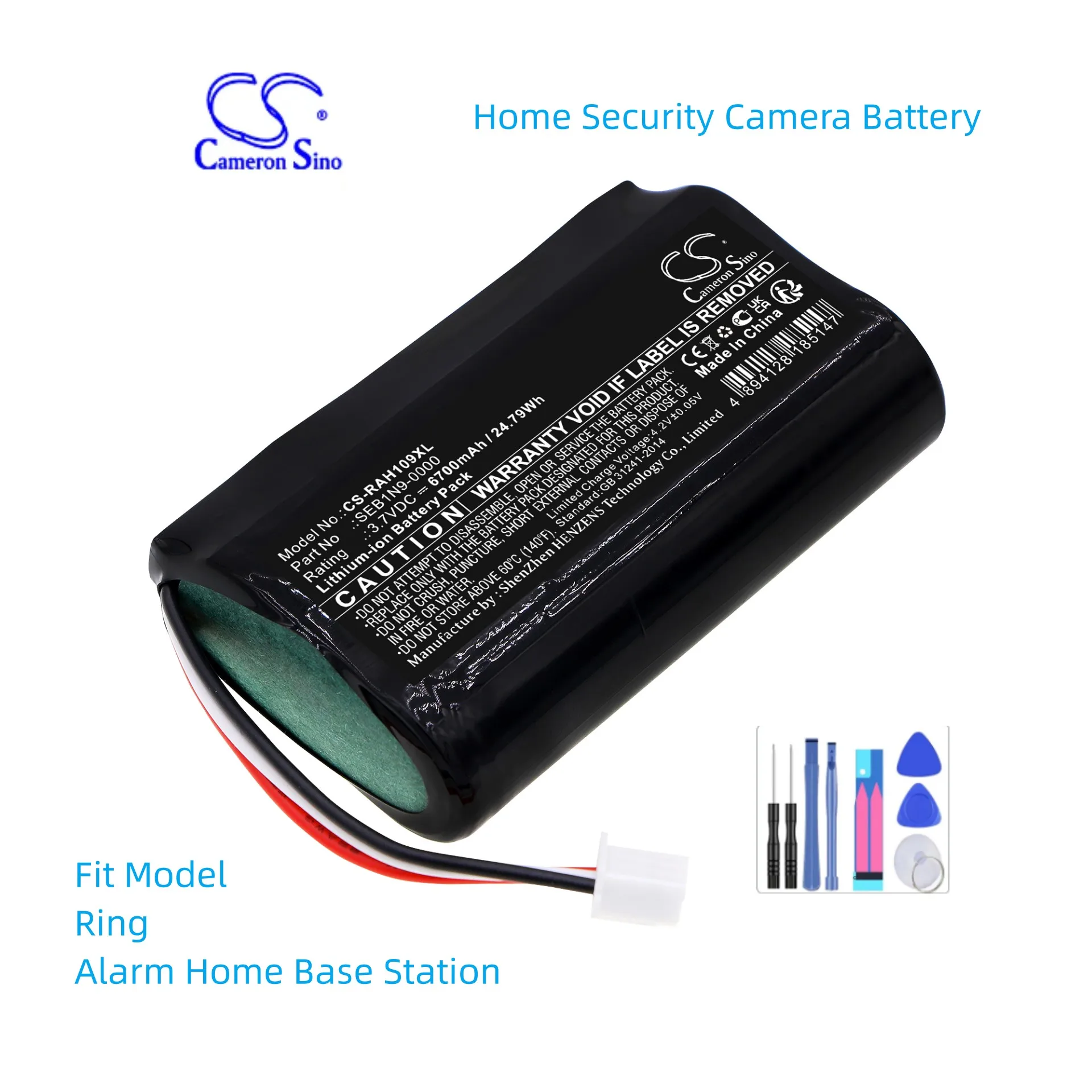 Home Security Camera Battery For Ring Alarm Home Base Station SEB1N9-0000 Capacity 6700mAh / 24.79Wh Color Black Type  Li-ion