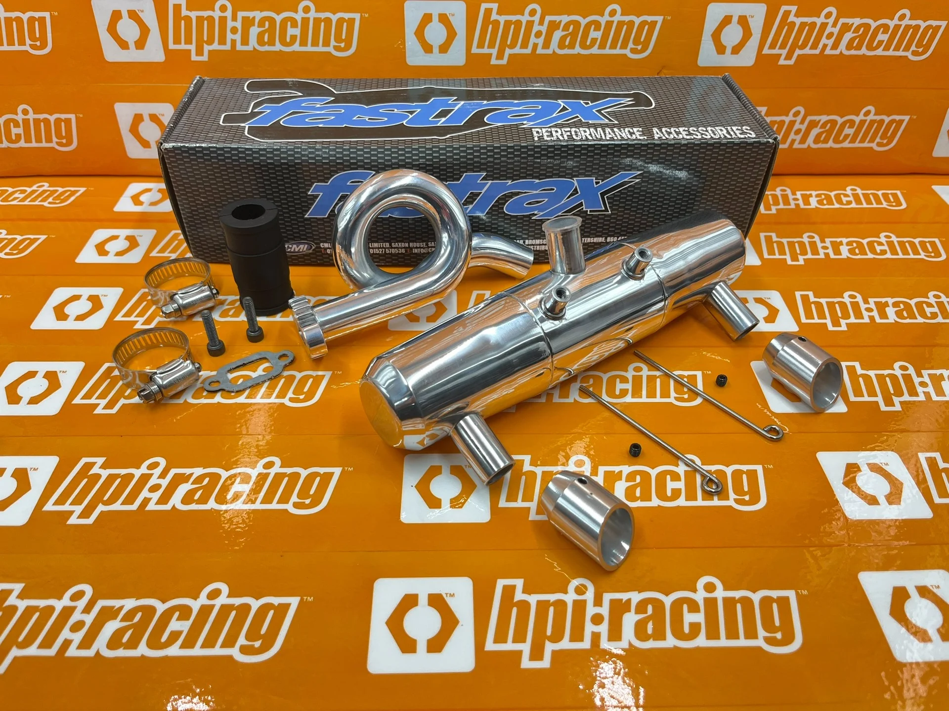 Fastrax genuíno HPI BAHA 5B 5T 5sc tubo de escape de veículo off-road tubo de escape duplo com camada de isolamento acústico embutida