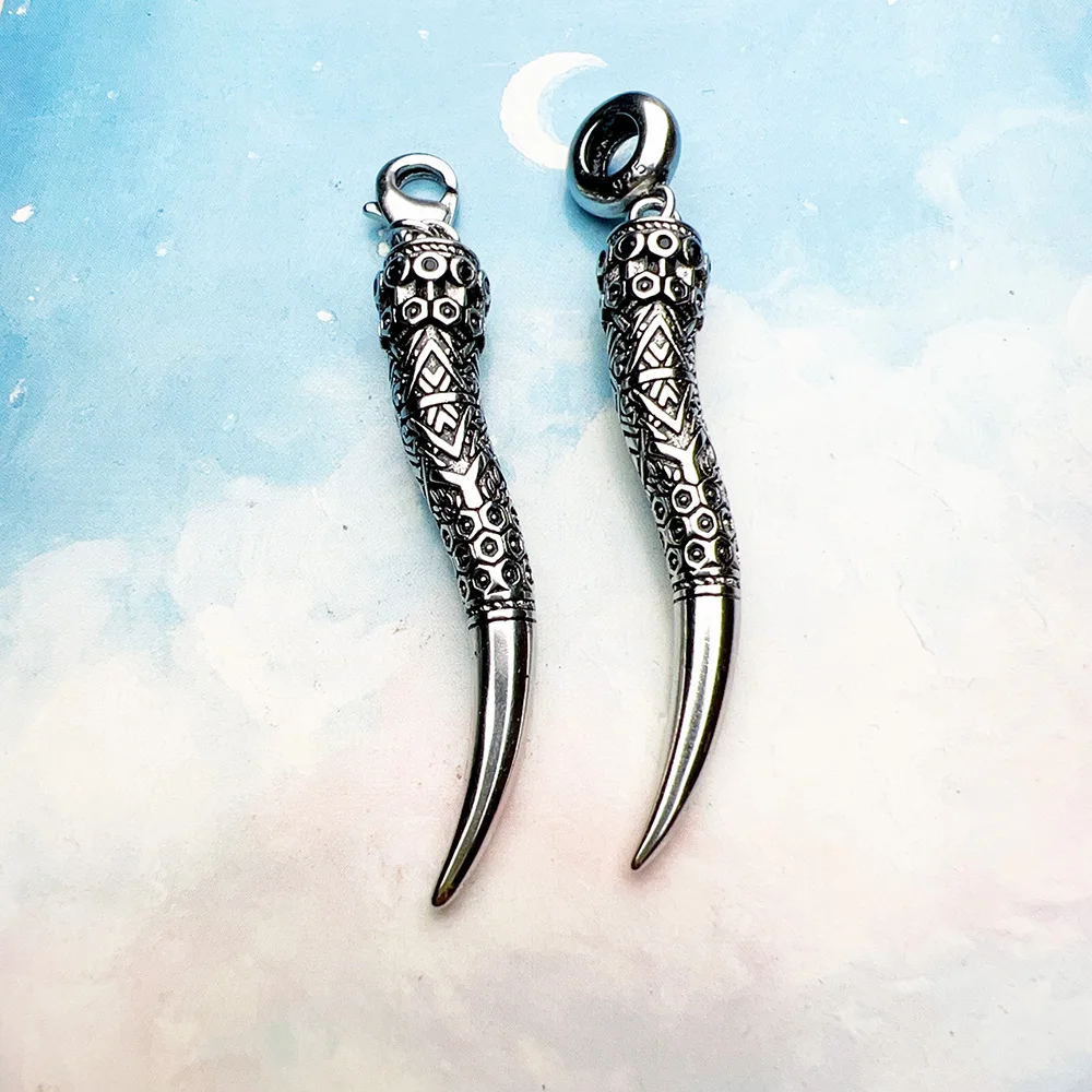 قلادة القرن النمر الأسنان غرامة مجوهرات نقية 925 فضة الشرير المتمردين هدية للرجال