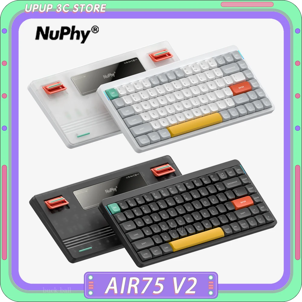 Nuphy Air75 V2 Mechanical Keyboard Three Mode Backlit Custom Wireless Gaming Keyboard RGB Hot Swap PC Gamer Accessories Boy Gift