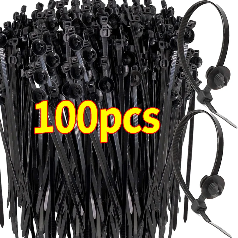 

100/3 шт. нейлоновые автомобильные кабельные стяжки с резьбовой головкой, автомобильные ремни для проводов, самоблокирующиеся крепления, универсальный автомобильный органайзер