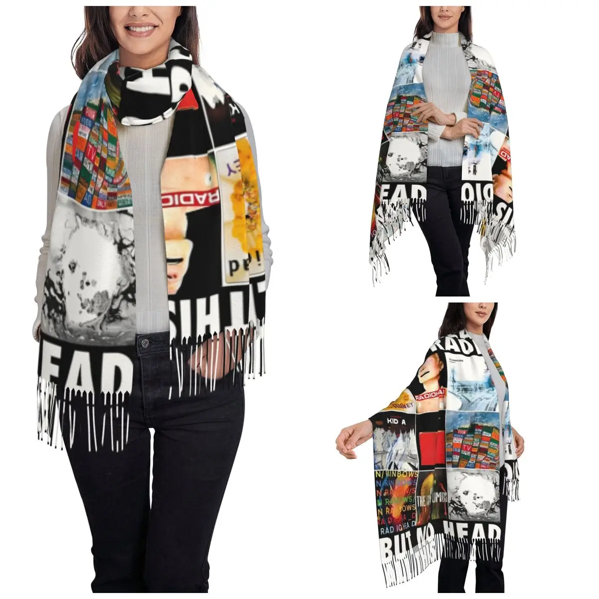 All This Radio But No Head Scarf for Womens Winter Warm Pashmina Shawls and Wrap Radioheads Rock Band Large Shawl Scarf Ladies