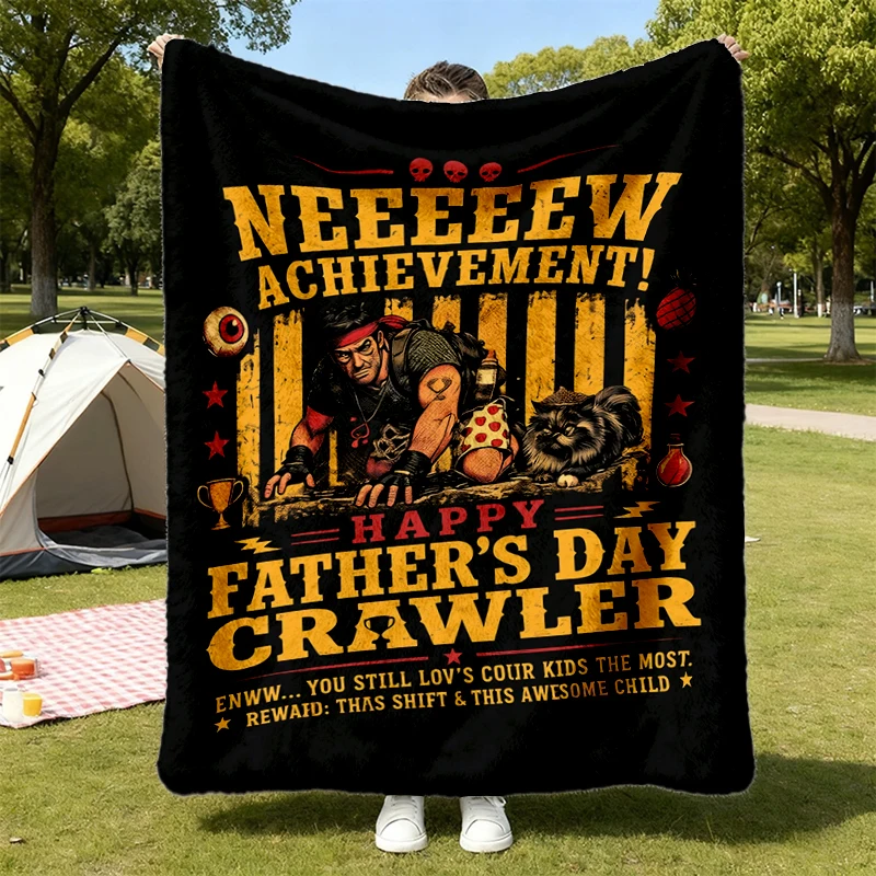 Dungeon Crawler Carl Fathers Day Soft Blanket, Dad Achievement Comfy Blanket, Funny LitRPG Dad Gift, DCC Fan Gamer Book