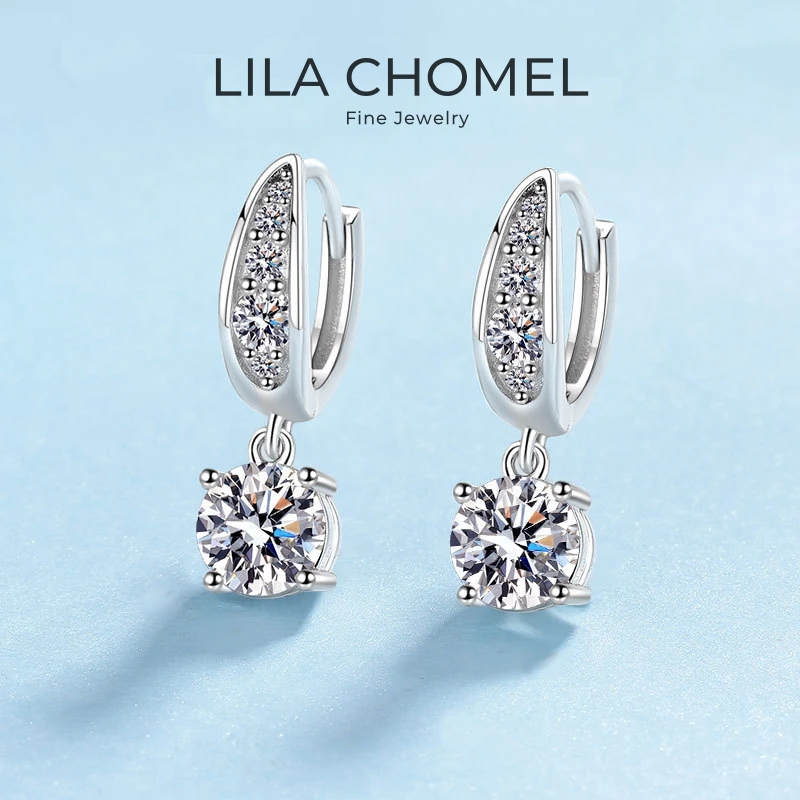 

Girl Friend Birthday Gift 18K White Gold Lover Valentine's Day 1/2CT Moissanite Diamond Women Wedding PT950 Platinum Earrings