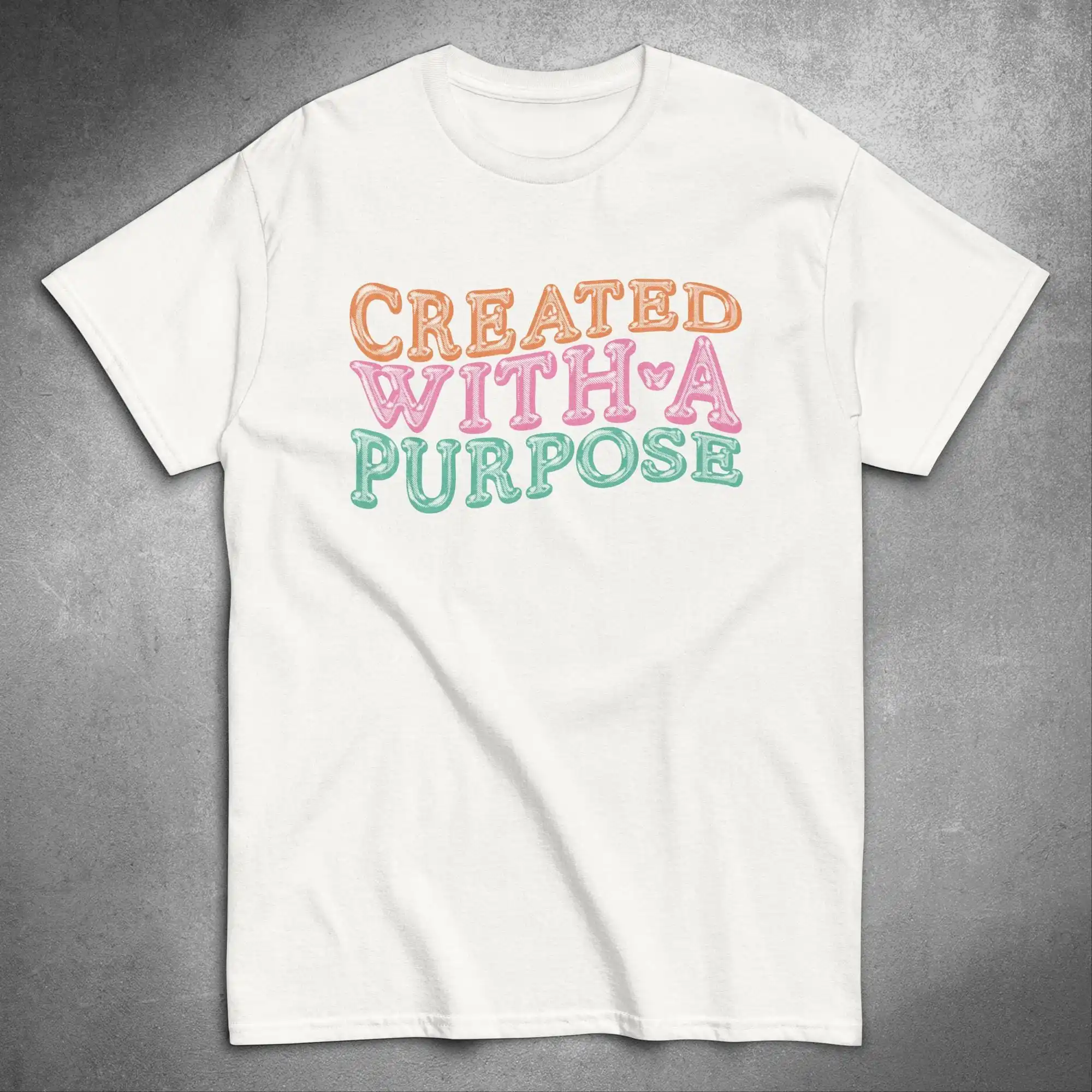 Created With A Purpose T Shirt Christian S Bible Verse Summer Jesus Apparel Church Clothing Driven