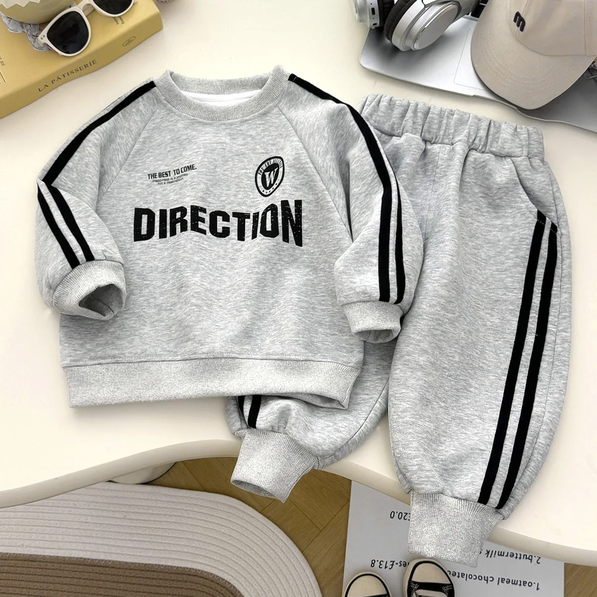 Kinder Jungen Langarm Top und Hosen Trainingsanzug Casual Brief Drucken Sweatshirt Sets für Kinder 1-8Y Baby Mädchen Kleidung Weiche Outfit – Detail 5
