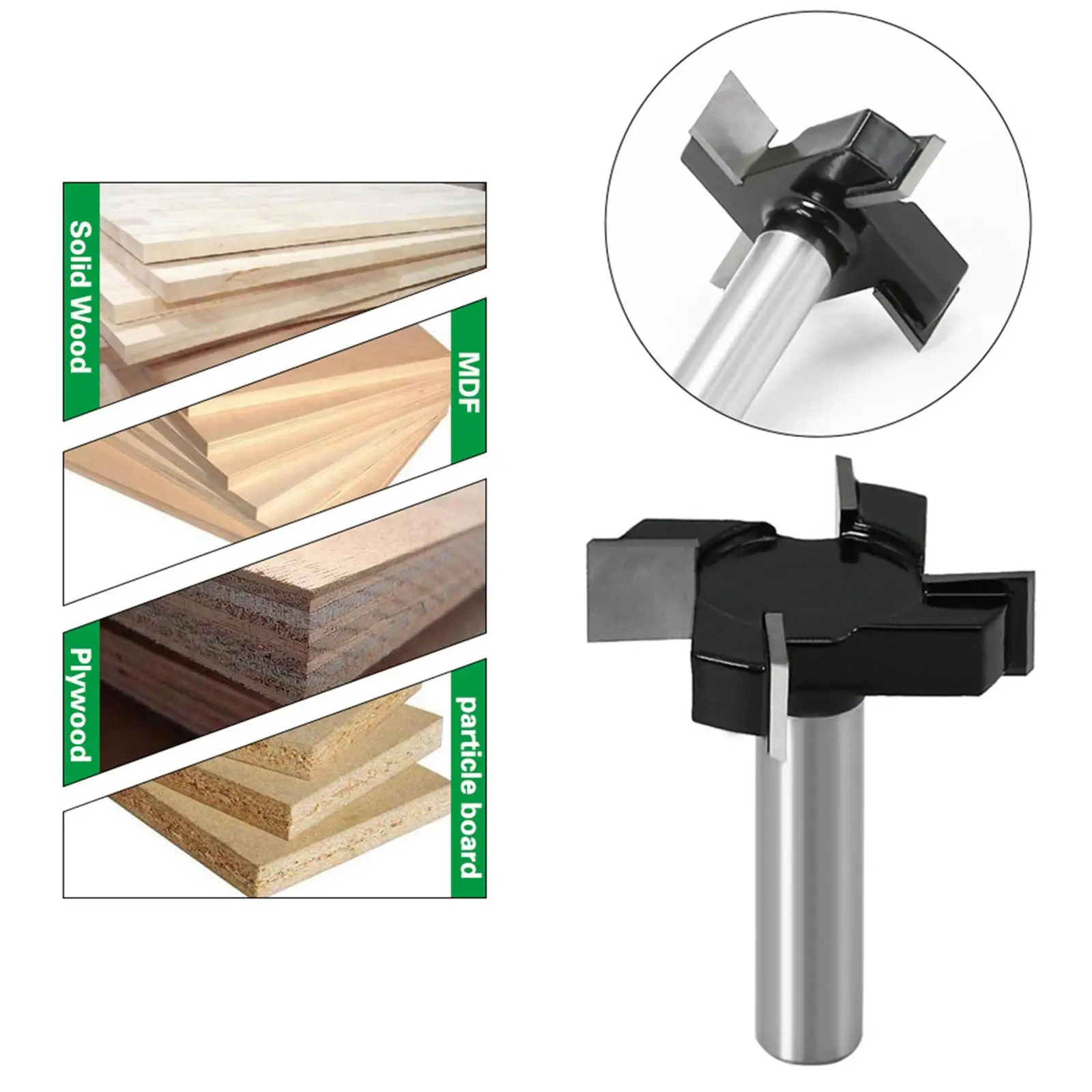 1/2" Shank Planing Wood Planer Bit Woodworking Tools Edge Treatment Grooving Router Bits CNC Spoilboard Surfacing Router Bit