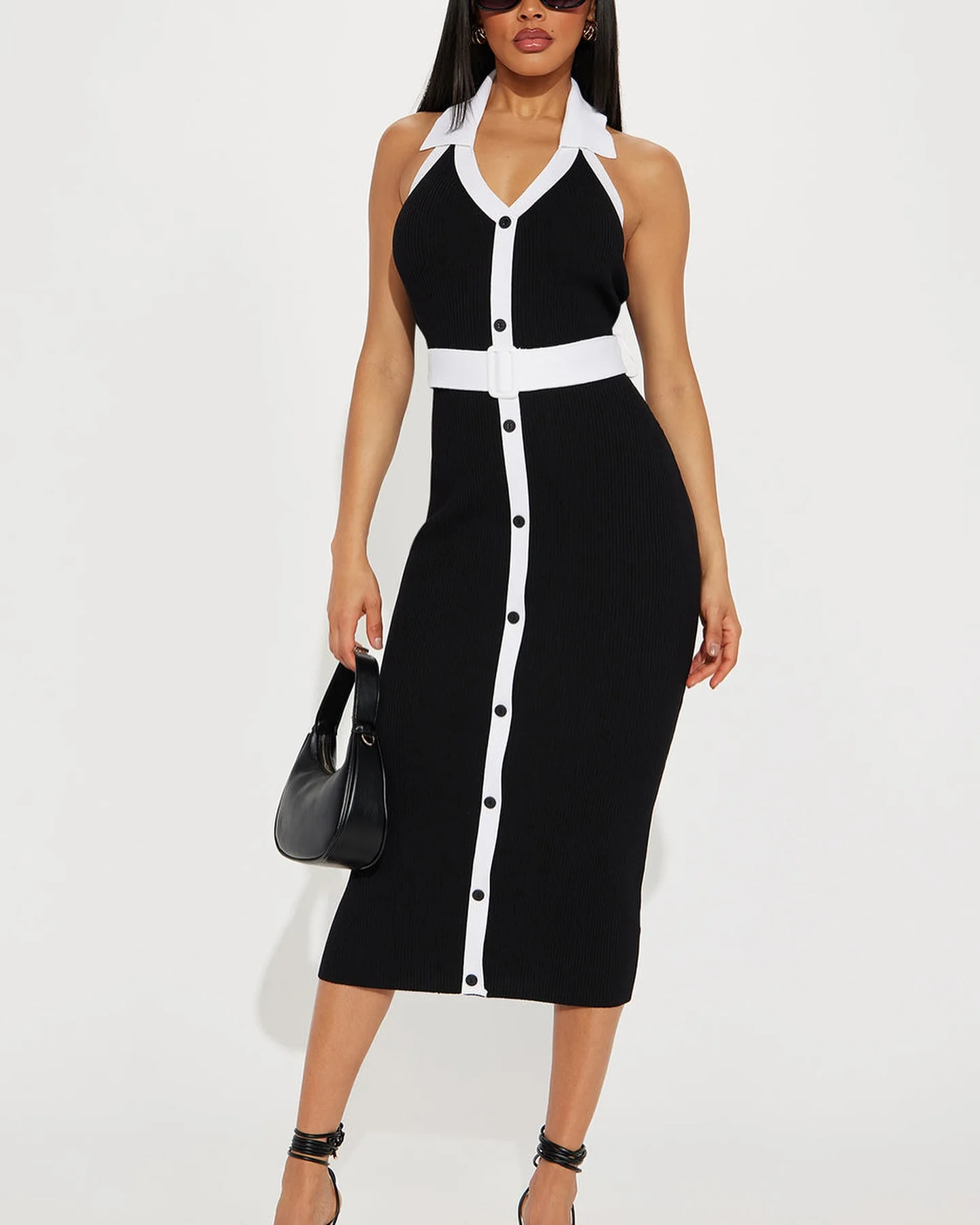 

Customized Sexy Jersey Buttons Belt Evening Dresses Temperament Sleeveless Halter Celebrity Gowns Custom Made Cocktail Dress
