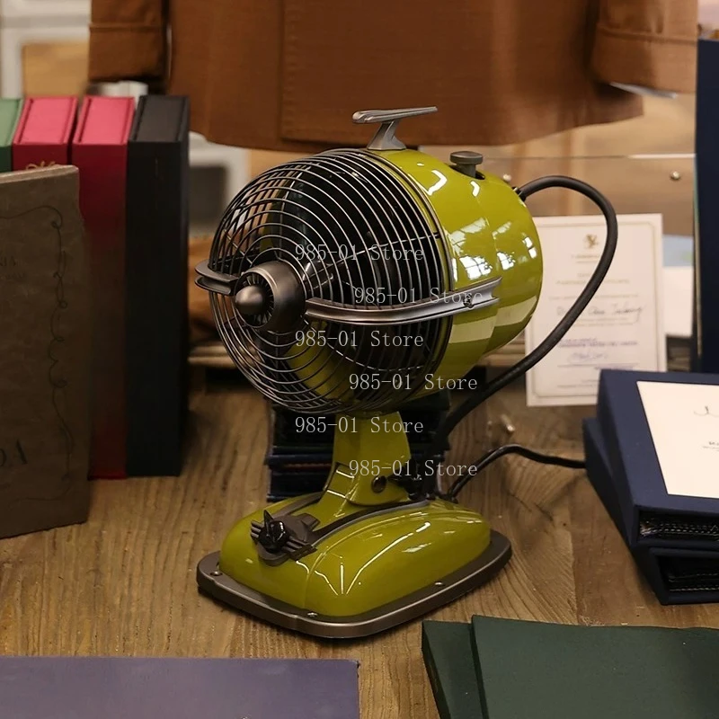 Airplane Head Electric Table Fan, Nostalgic Shaking Head Silent Desktop Fan for Home Air Circulation