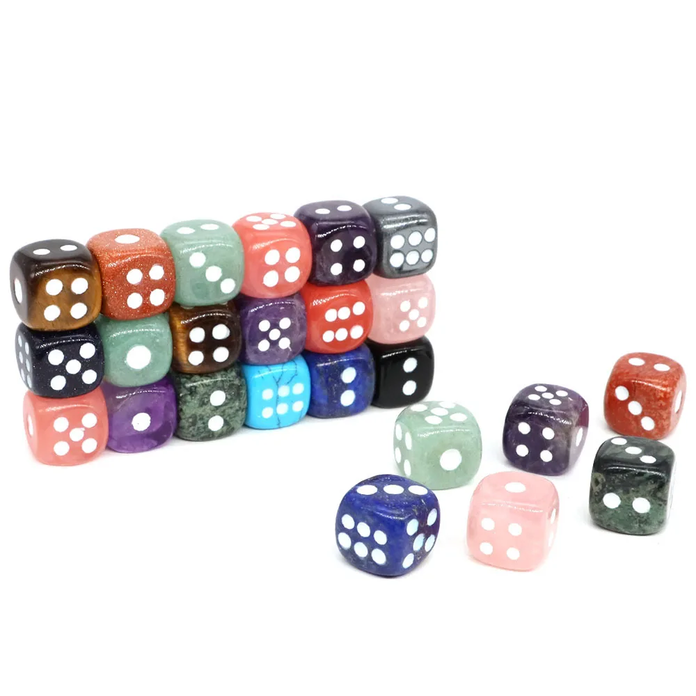 15MM Six Sided Spot D6 Playing Games Natural Crystal Stone Dice Set For Bar Pub Club Party Puzzle Board Game Entertainment Gifts