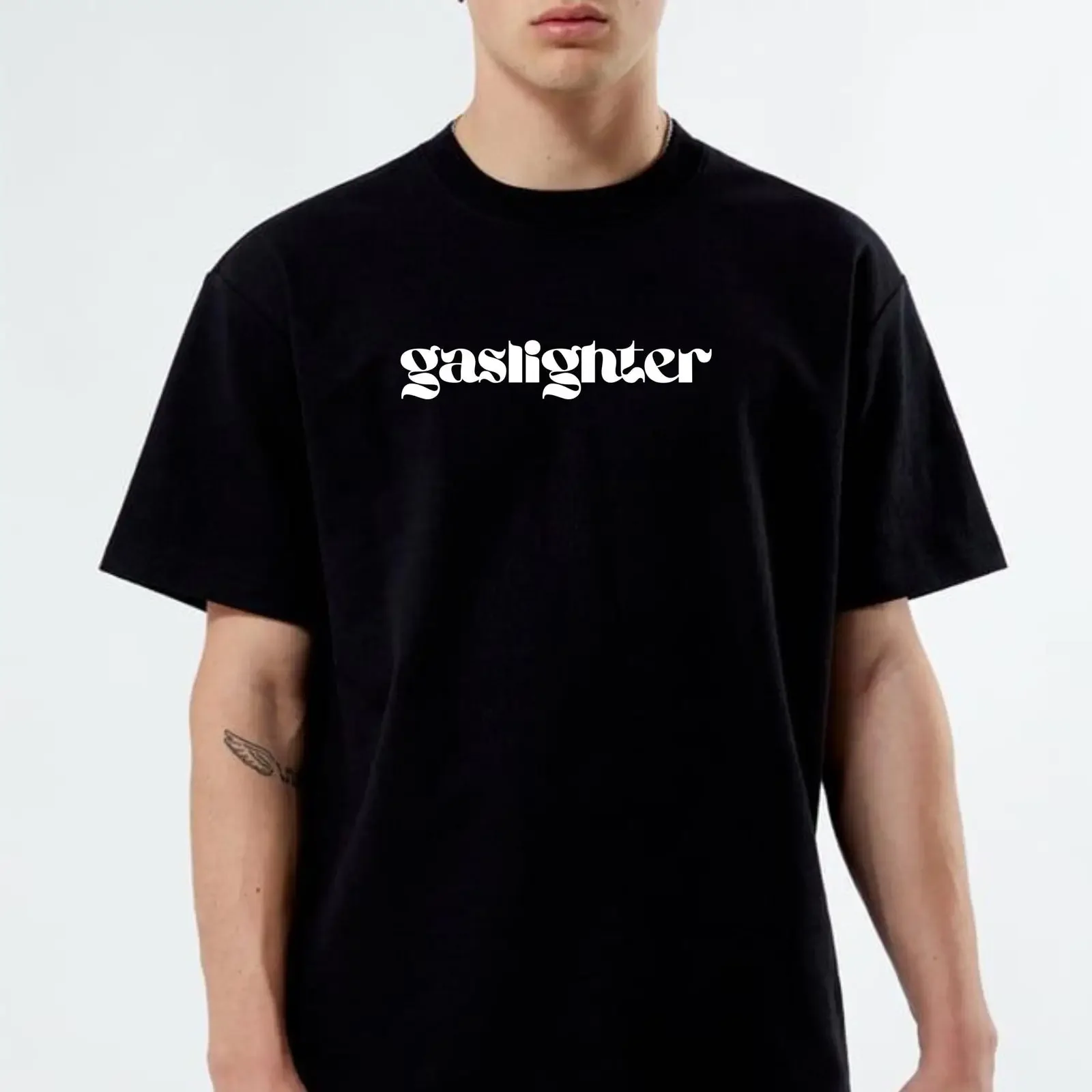 Gaslighter T Shirt Funny Statement Sarcastic Black XXL Novelty 100 Cotton Top vintage Washed streetwear Casual Breathable