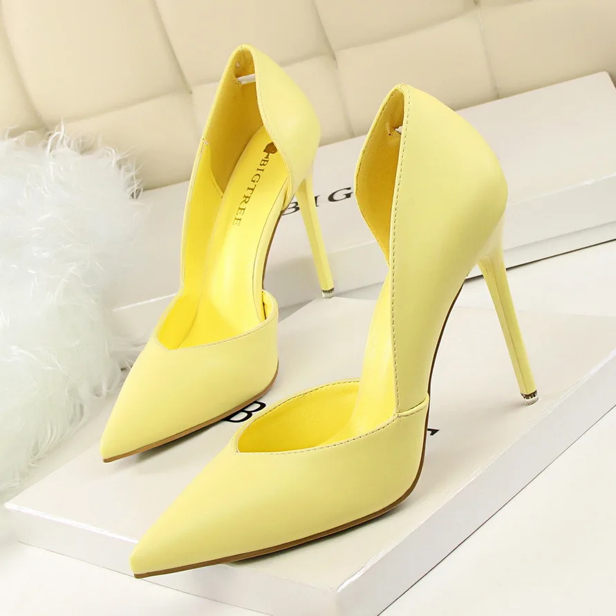 Women Pumps Fashion High Heels Shoes Black Pink Yellow Shoes Women Bridal Wedding Shoes Ladies Stiletto Party Shoe