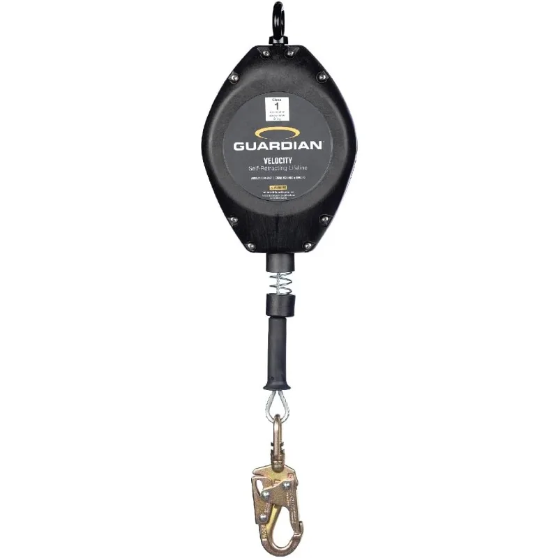 

Guardian Fall Protection 42003 Velocity Cable SRL – 50 ft. Self Retracting Lifeline with Carabiner & Connector,50 ft
