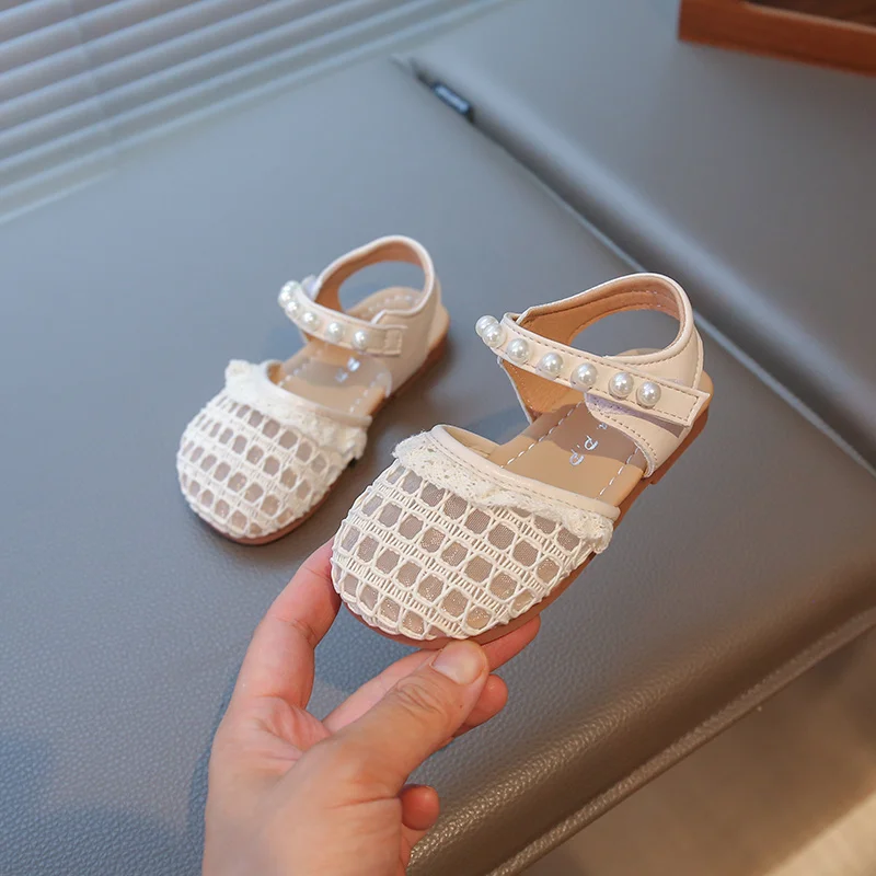 Girls Hollow Out Cover Toes Sandals Kids Mesh Shoes Baby Hoop Loop Lace Sandal 2026 Summer Child Barefoot Casual Shoe for 23-34