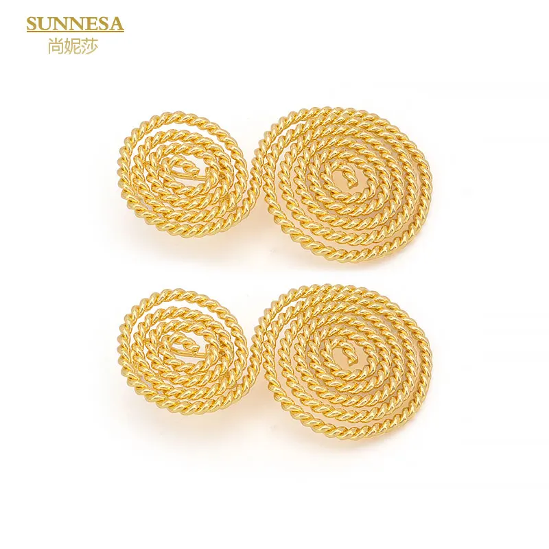 SUNNESA Braid Design Gold Color Drop Earrings Elegant Dubai Big Earrings for Women Italian 18k Gold Plated African Jewelry