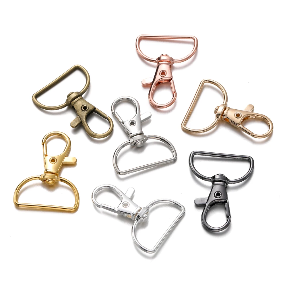 5/10Pcs Swivel Clasps D Rings Alloy Metal Lanyard Snap Hooks Clip Hook for Keychain Bag Key Rings Crafting Sewing Jewelry Making