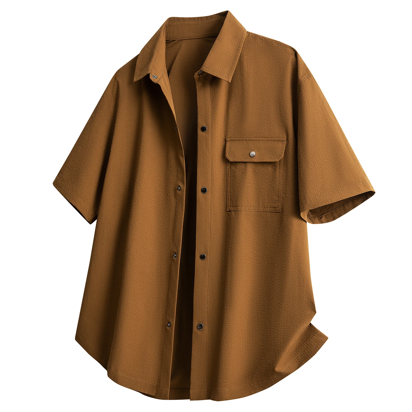 

Loose Lapel Fashion Trendy Shirts Short Sleeve Top Blouse Plus Size Men Casual Solid Color Breathable Lapel Short Sleeve Shirts