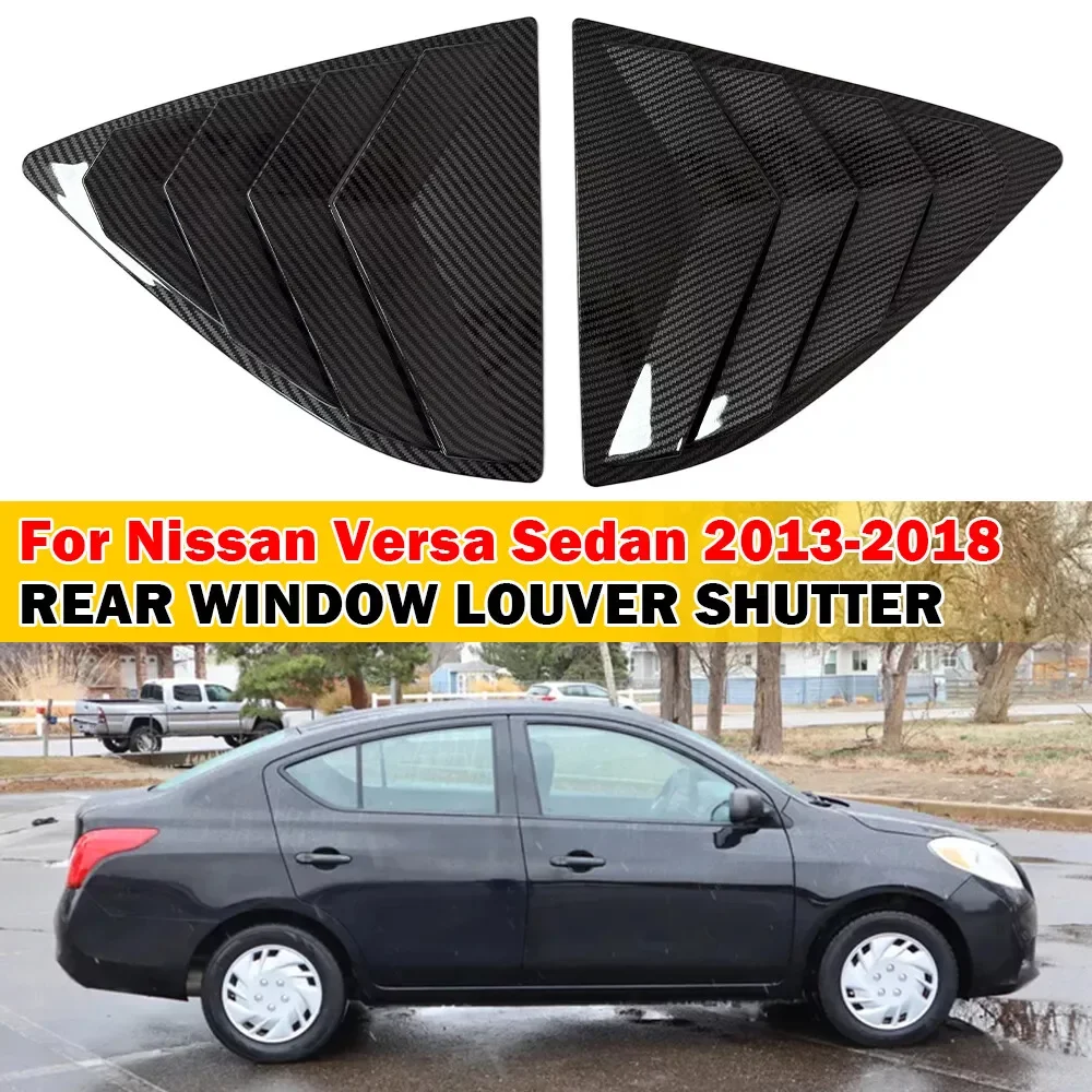 For Nissan Versa Sedan 2013-2018 Car Rear Louver Window Side Shutter Cover Trim Sticker Vent Scoop ABS Carbon Fiber Accessories