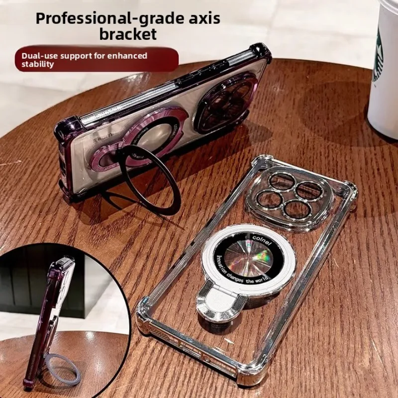 For POCO M8 Pro m8 5G Case Electroplated Bezel Transparent TPU Magnetic Bracket Cover For Poco M8 Shockproof Skin-friendly Funda
