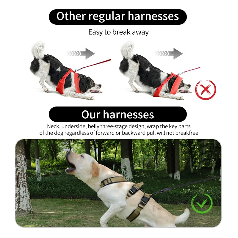 Dog Harness Outdoor Sports Harness Adjustable Anti-Breakaway Harness Easy-To-Control Dog Accessories For Medium And Large Dogs