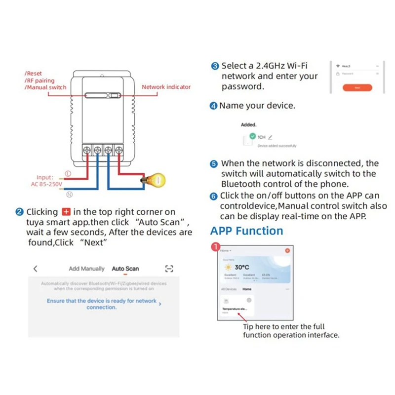 مفتاح ترموستات ذكي Tuya WiFi ، مراقبة ذكية ، تحكم في درجة الحرارة ، RF433 ، 16A ، W