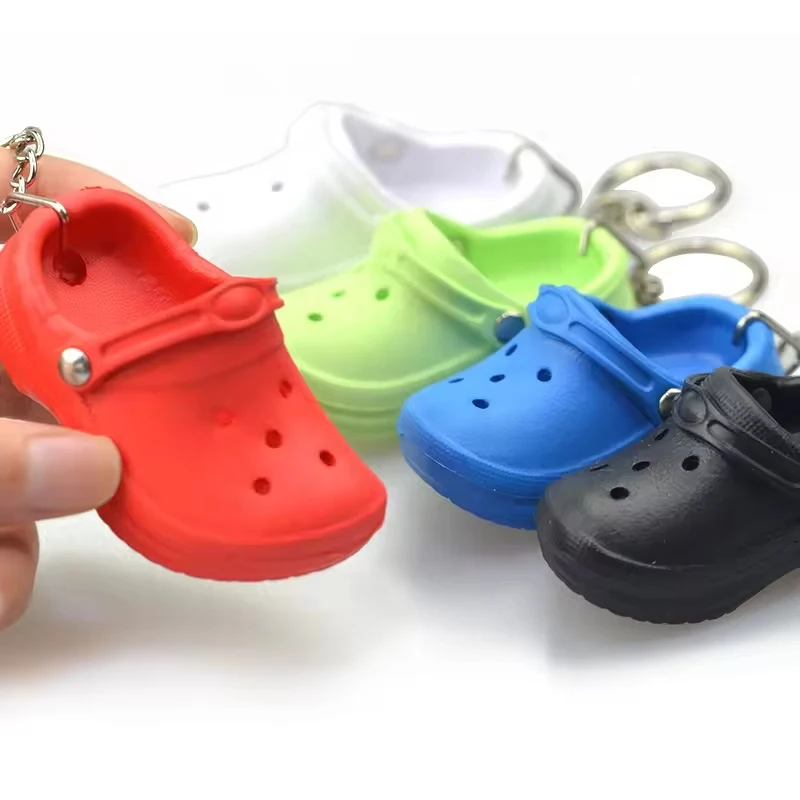 100Pcs Mini Clog Slipper Key Ring Tiny Hole Shoe Backpack Decor Charm