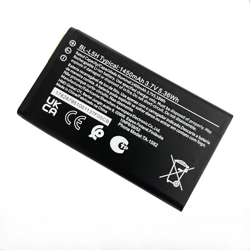 BL-L5H BLL5H BL L5H Replacement Battery for Nokia 105 4G 110 4G 125 150 (2023 Edition) 1450mAh 3.7V Battery